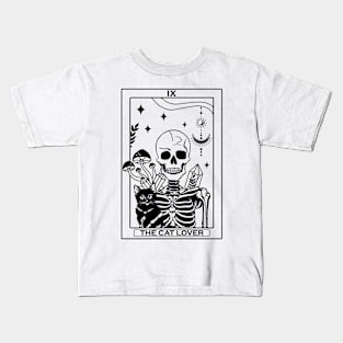 "The Cat Lover" Skeleton Tarot Card Kids T-Shirt